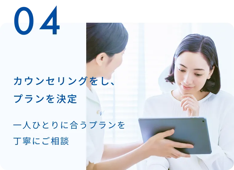 カウンセリングをし、プランを決定 一人ひとりに合うプランを丁寧にご相談